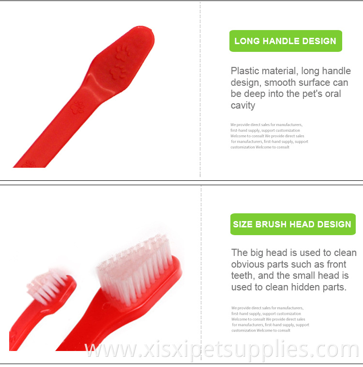 Factory Wholesale LOW MOQ Cheap Big Small Double Heads Pet Cat Dog Toothbrush For Dog